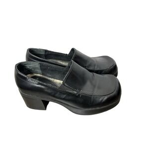 Vintage 90's Y2K MUDD Black Chunky Heel Platform Loafers Shoes Size 6.5